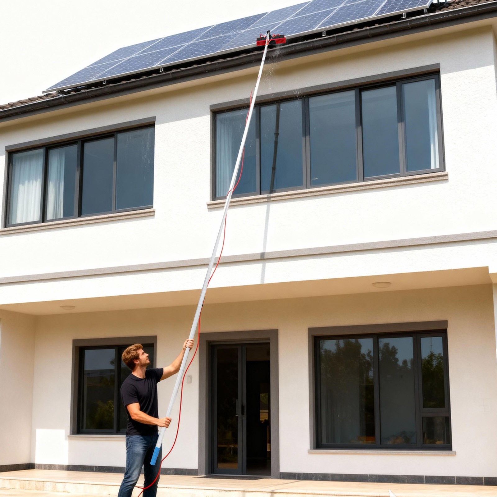 23FT Solar Panel Cleaning Brush Outdoor Window Adjustable Pole Cleaning Kit