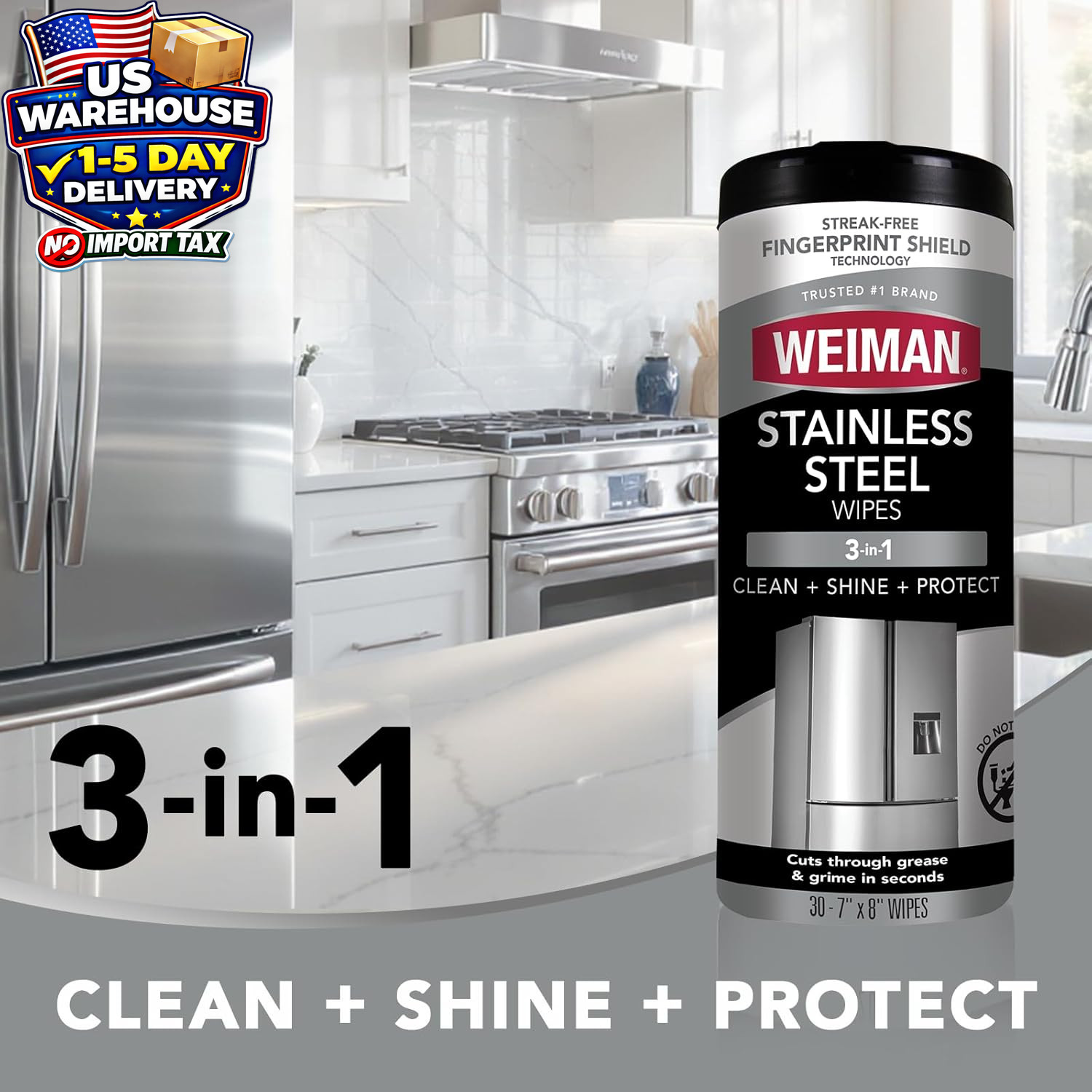 Stainless Steel Cleaner Wipes 30 Pack Anti Fingerprint Grease Streak Free Clean
