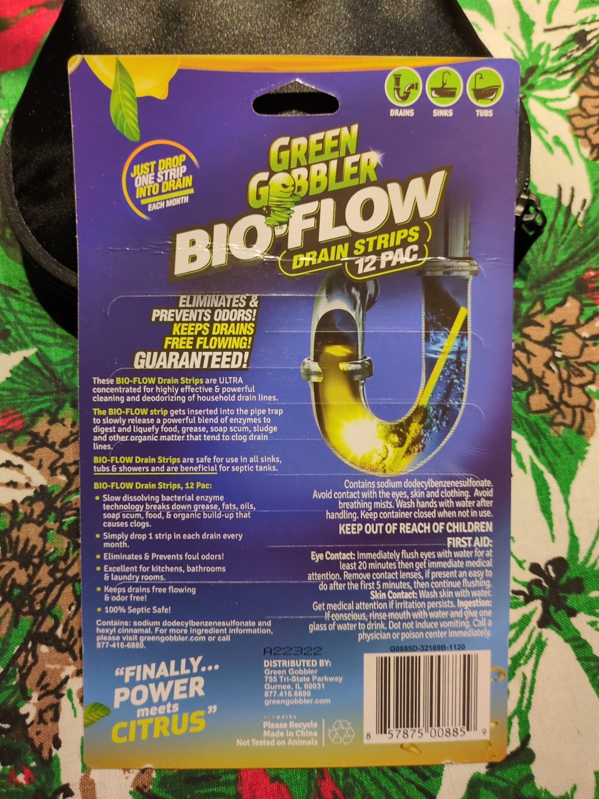 Lot Of two, Green Gobler Bio Flow Drain Strips 12 Per pack (24 Total)