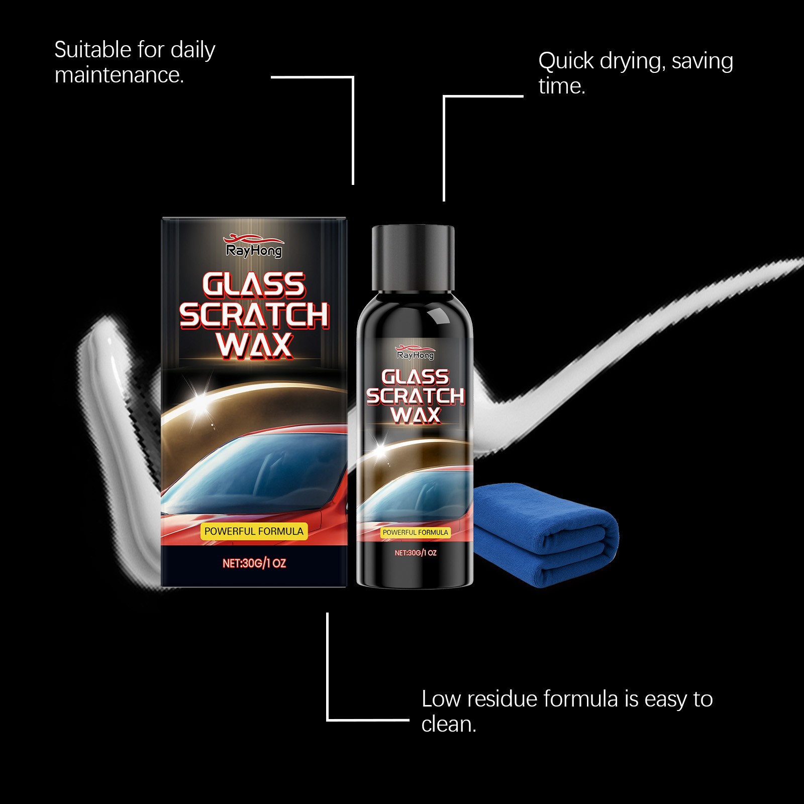 Car Windshield Scratch Remover, Window Polisher, Windshield/ Glass Polishing Kit