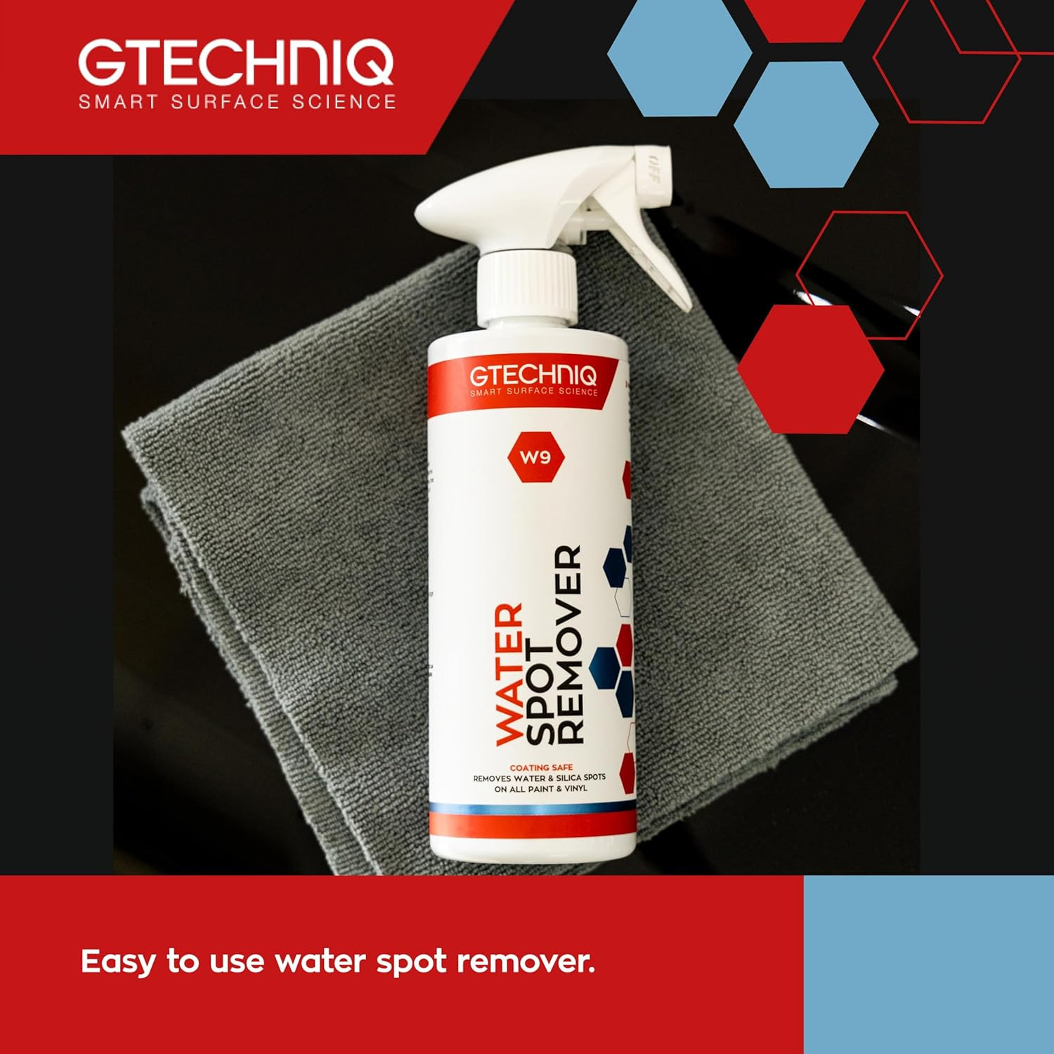 Gtechniq W9 Water Spot Remover for Cars, 33.8 fl oz | Advanced Solution Easily R
