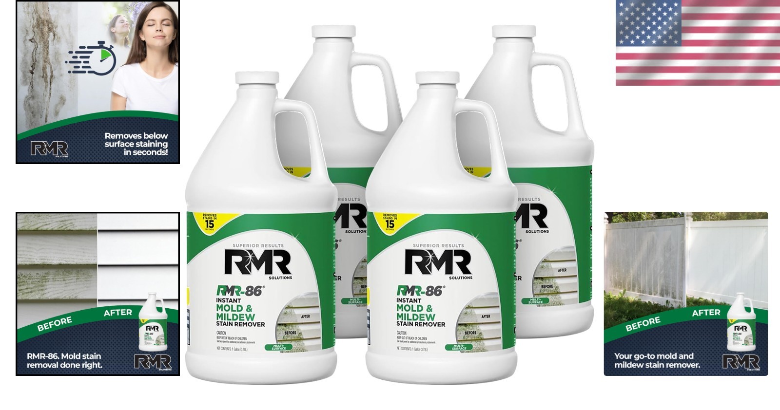 Fast-Acting Mold Stain Remover Spray – 128 Fl Oz (Pack of 4)