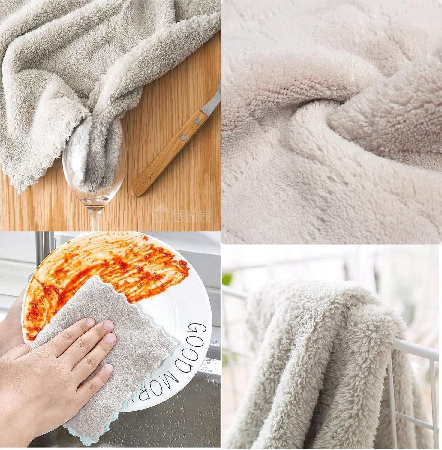 Super Absorbent Cleaning Cloths Microfiber Dishtowels Soft Cloth Rags, 10-Pack