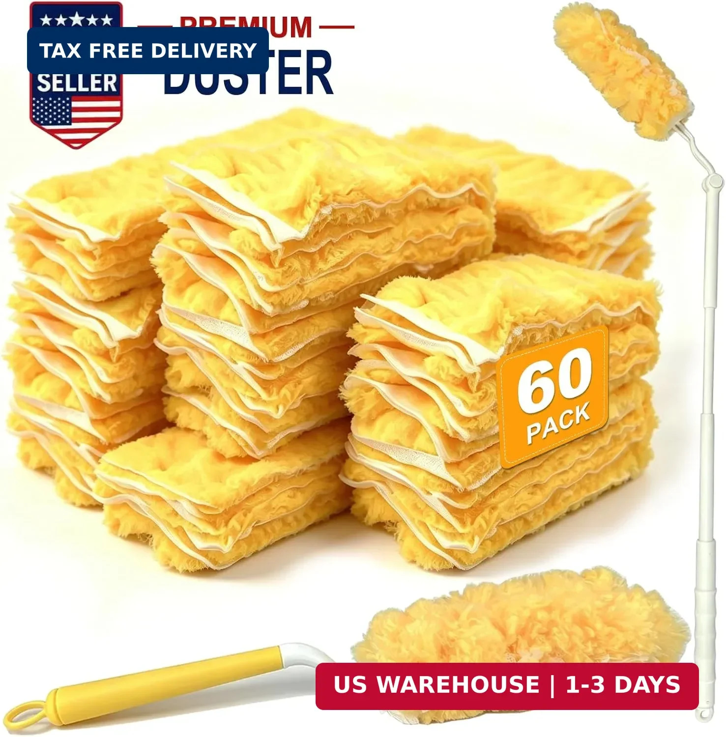 60 Count Heavy Duty Duster Refills for Swiffer, Multi Surface 360° Feather Duste