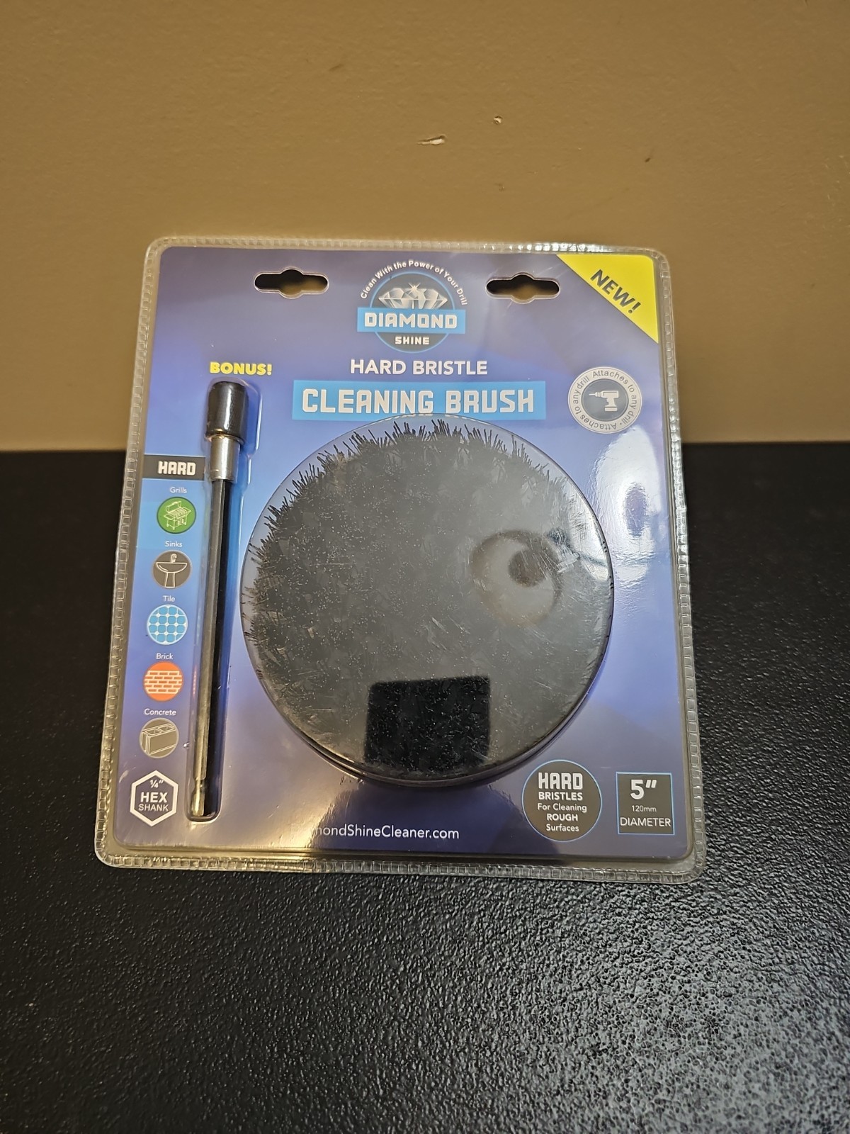 Diamond Shine 5 Inch Coarse Drill Brush for Scrubbing and Cleaning – Power Scrub