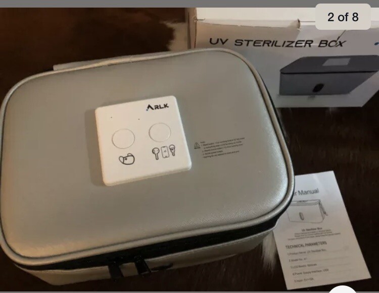 UV Disinfection Bag Foldable Travel LED USB UV Sterilizer Box – Silver NIB!!