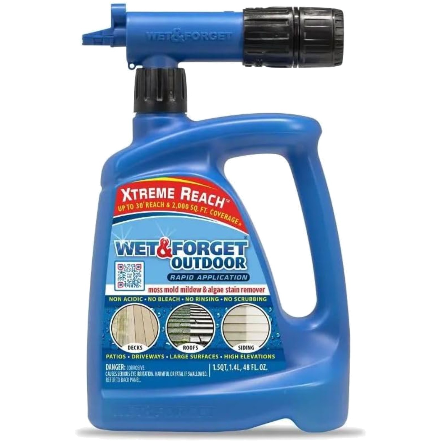 48oz Moss, Mold & Mildew Stain Remover – Garden Hose Ready with Jet Spray Nozzle