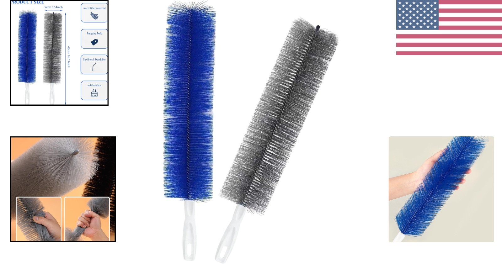 Multi-Use Bendable Dusting Brush Set – Ideal for Fans, Cars & Curtains (2 Pack)