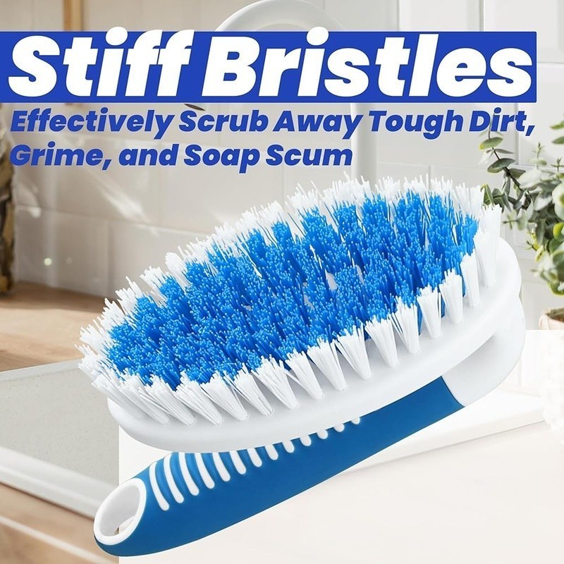 Sturdy Scrub Brushes 2 Pack Durable Bristles Easy Grip Household Cleaning Tools