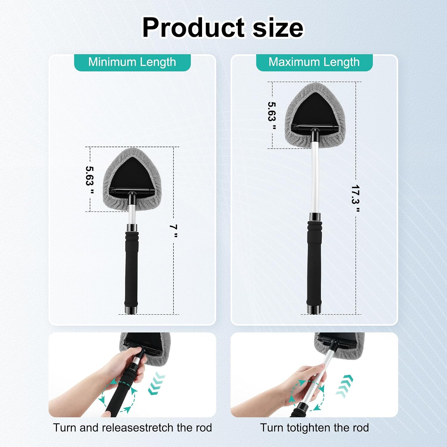 Windshield Cleaner Tool, Car Interior and Exterior Window Cleaning Kit with Exte