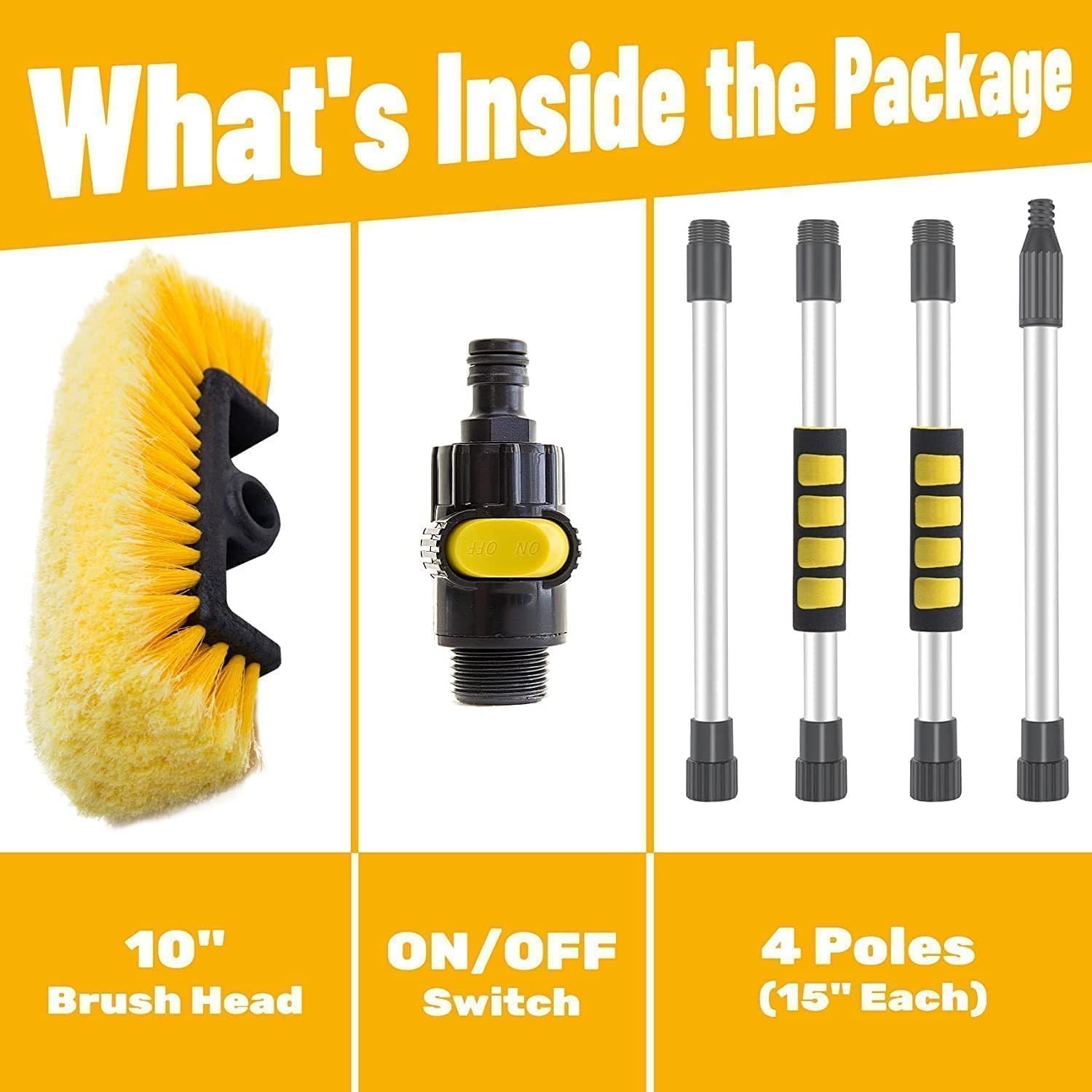62″ Car Wash Brush with Long Handle Soft Bristle Car Cleaning Brush for Washi…
