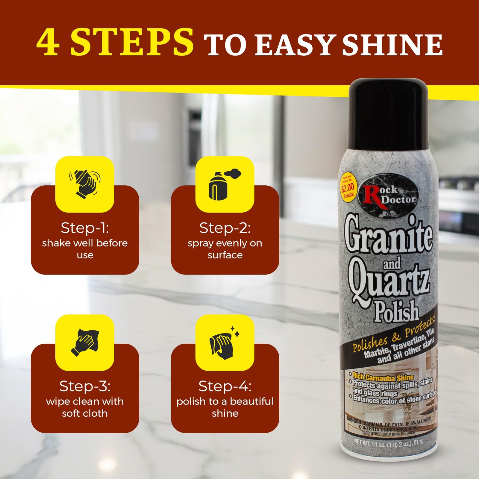 Granite Polish Spray and Surface,18oz.Can Polish Tile, Marble, Kitchen Counte…
