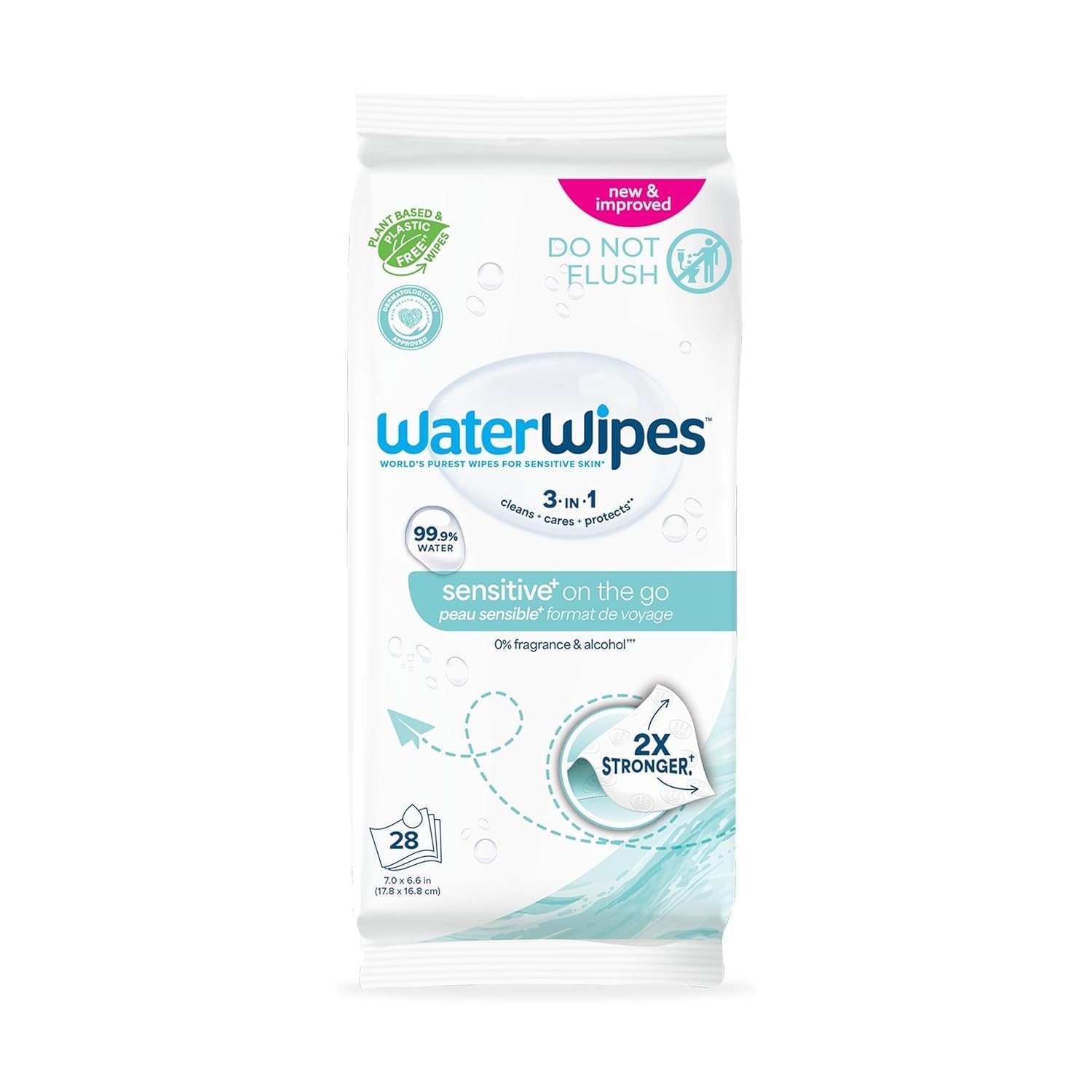 Hypoallergenic Sensitive+ On-The-Go Wipes – 3-in-1 Clean, Care, Protect