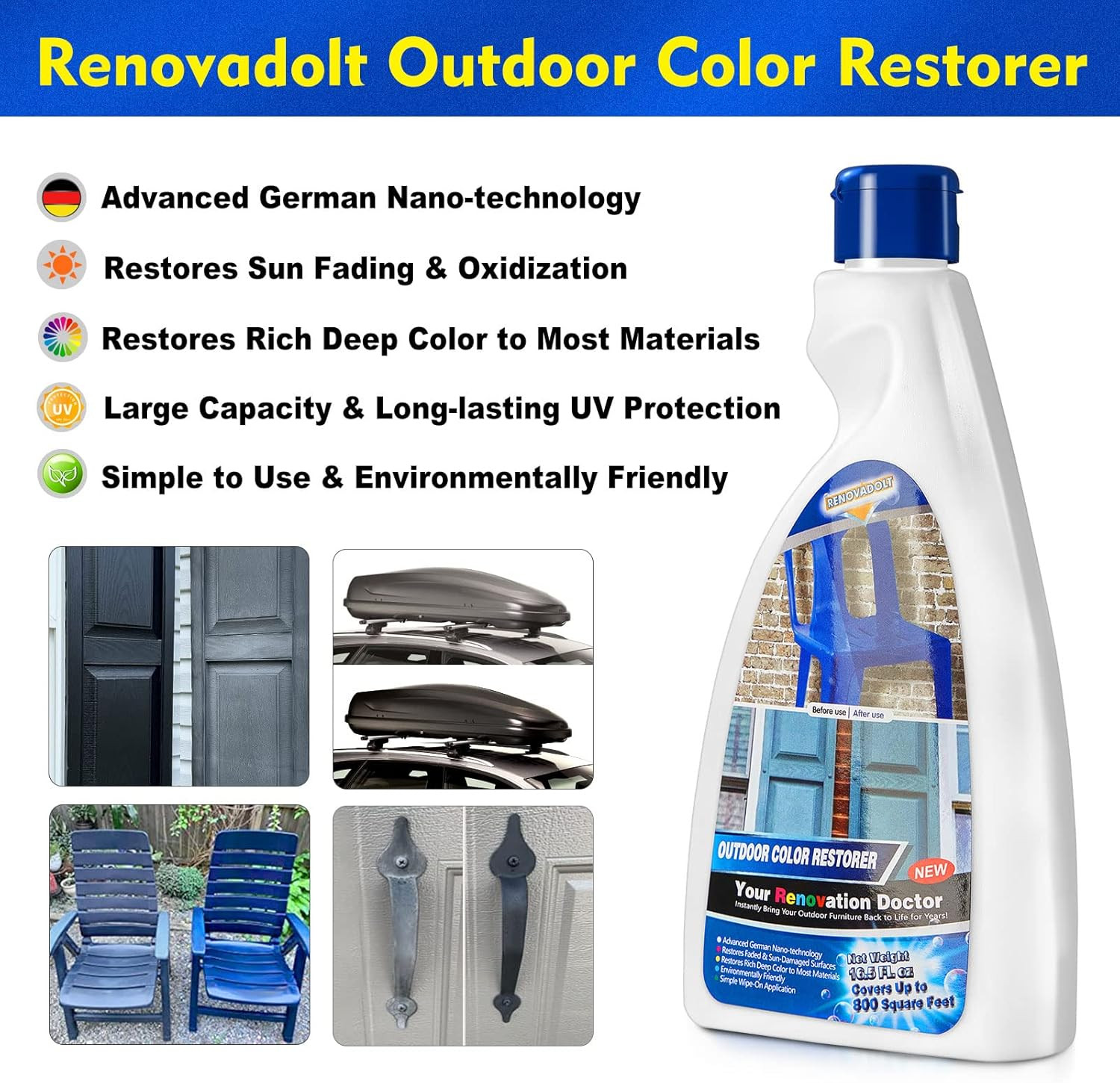 Outdoor Color Restorer 16.5Oz Plastic Vinyl Shutter Restorer Faded Sun-Damaged a