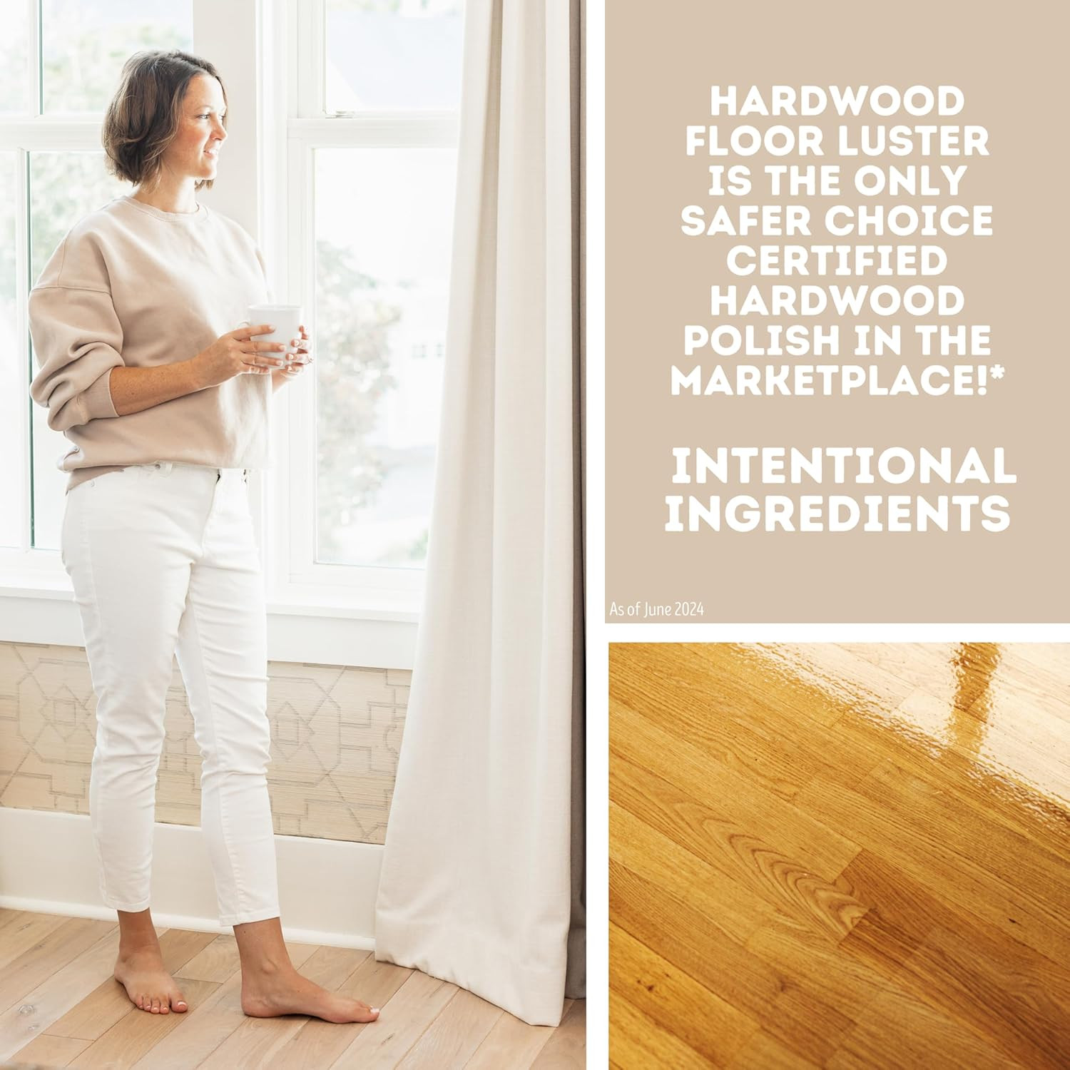 Hardwood Floor Luster 64Oz | Plant-Based Cleaner & Polish W Carnauba | Simply Sq