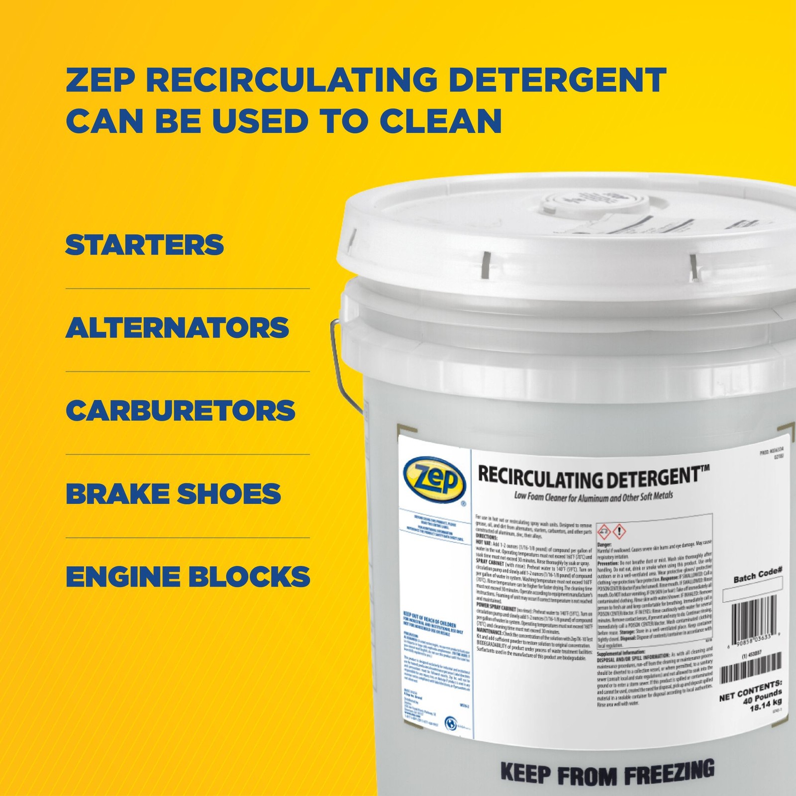 Zep Recirculating Detergent Powder – 40 lbs (1 Unit) 36334