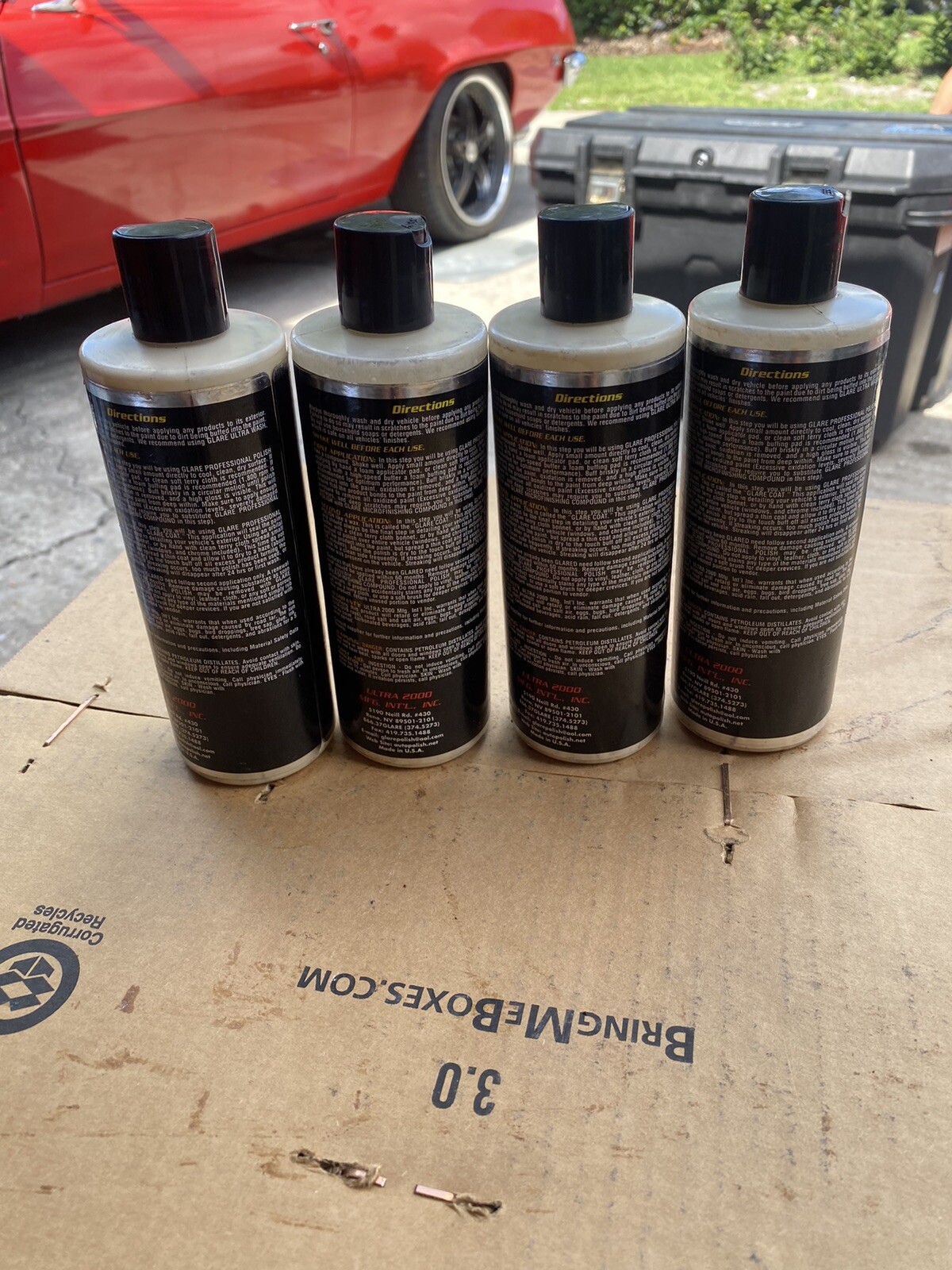 GLARE Ultra 2000 PROFESSIONAL AUTO CAR PAINT POLISH WAX 12OZ 4 BOTTLE LOT NEW!