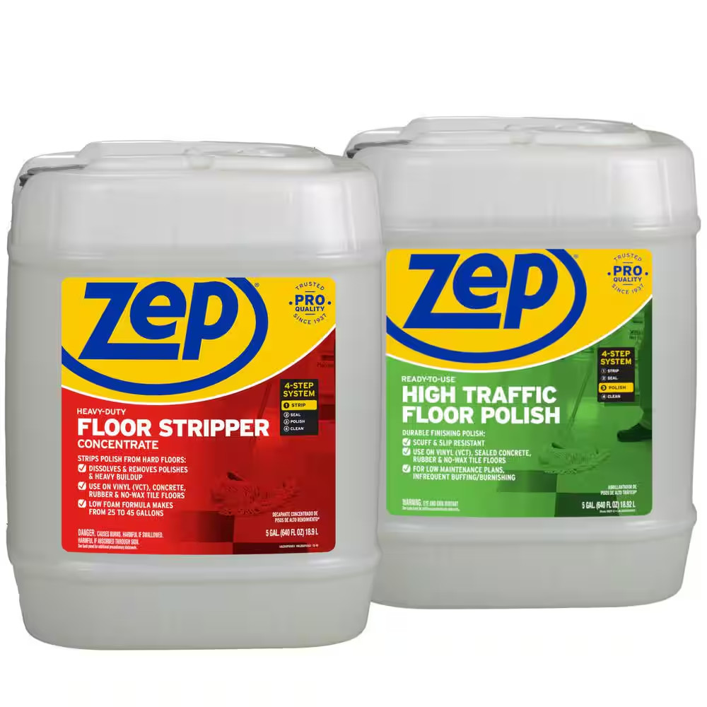 5 Gal. High Traffic Floor Polish with Heavy-Duty Floor Stripper 5 Gal. (2-Pack C