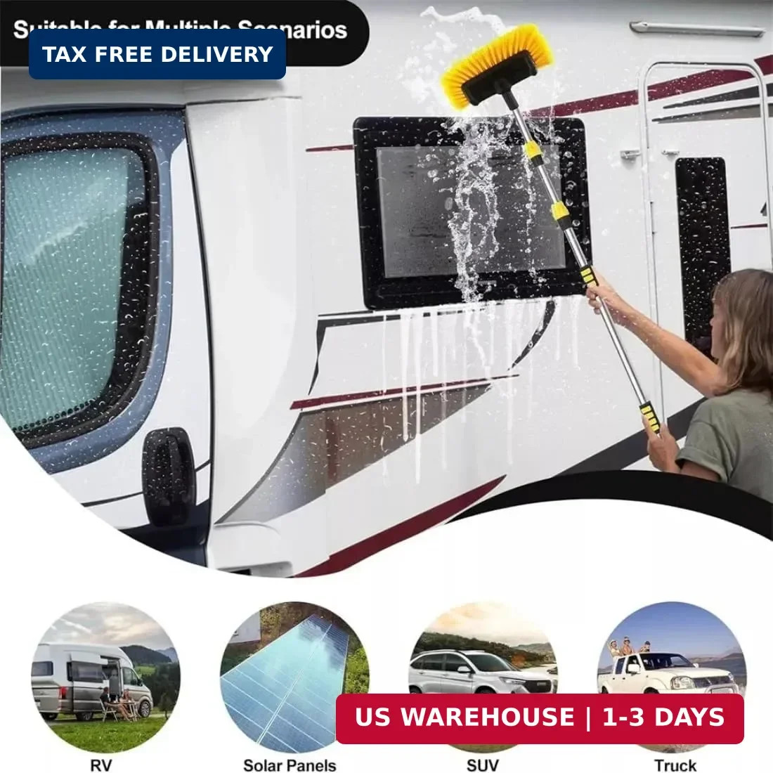 62″ Car Wash Brush with Long Handle Soft Bristle Car Cleaning Brush for Washing