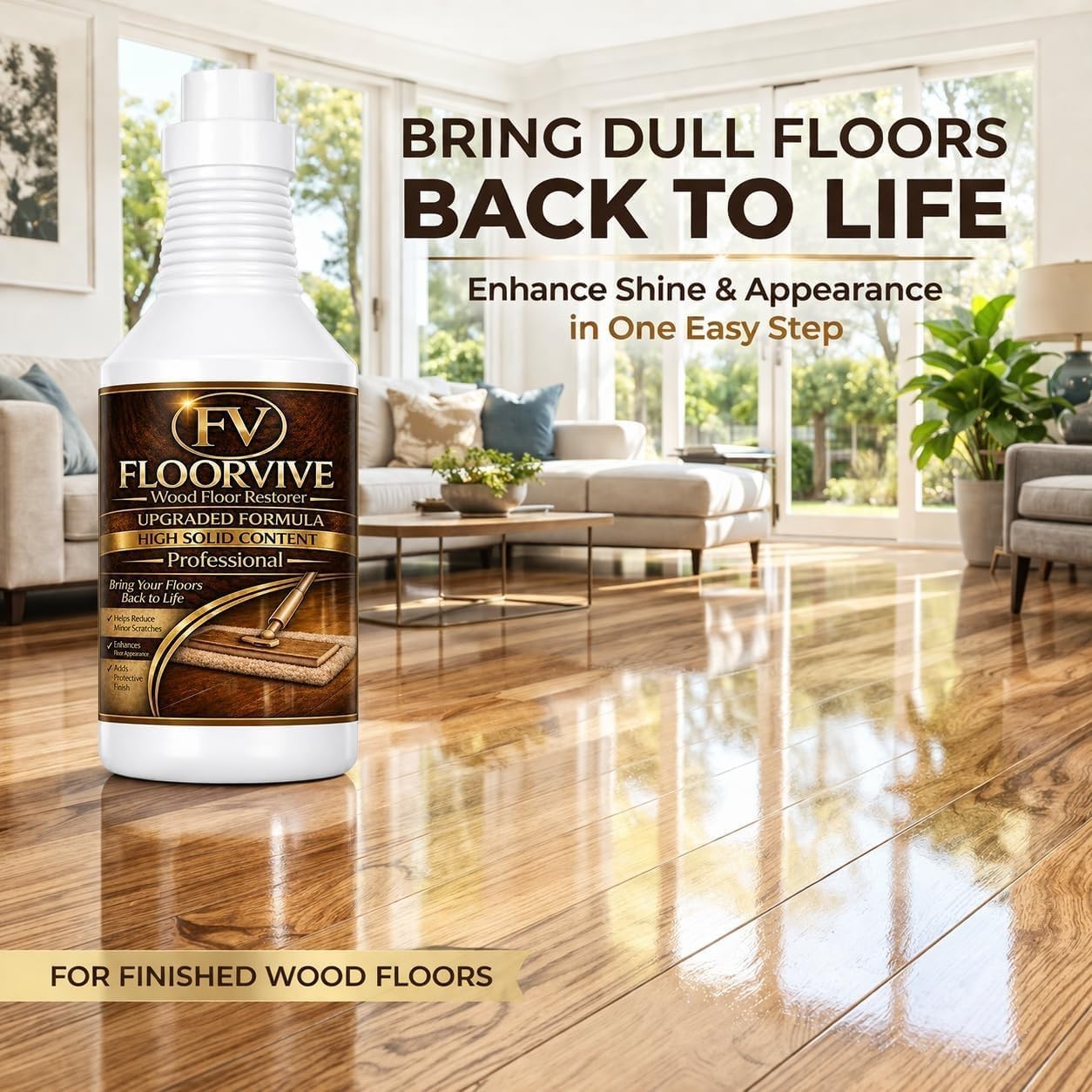 Wood Floor Restorer & Polish for Hardwood Floors, High Solid Floor Shine Rest…