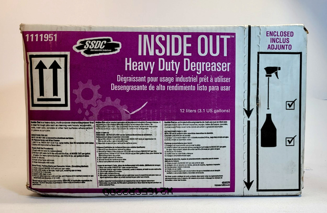 SSDC Inside Out Heavy Duty Degreaser – 12 Liters (3.1 US Gallons) Part #1111951