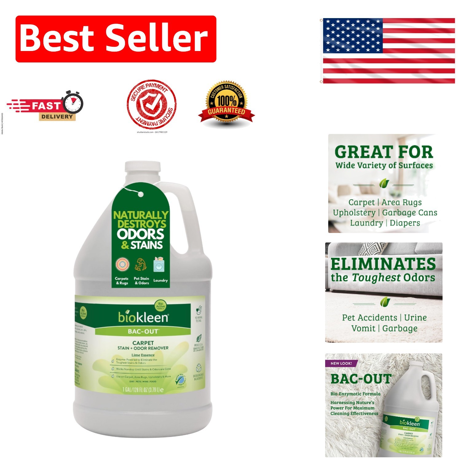 128 Oz Bac-Out Citrus Scent Stain & Odor Remover – Pet Safe Enzyme Formula
