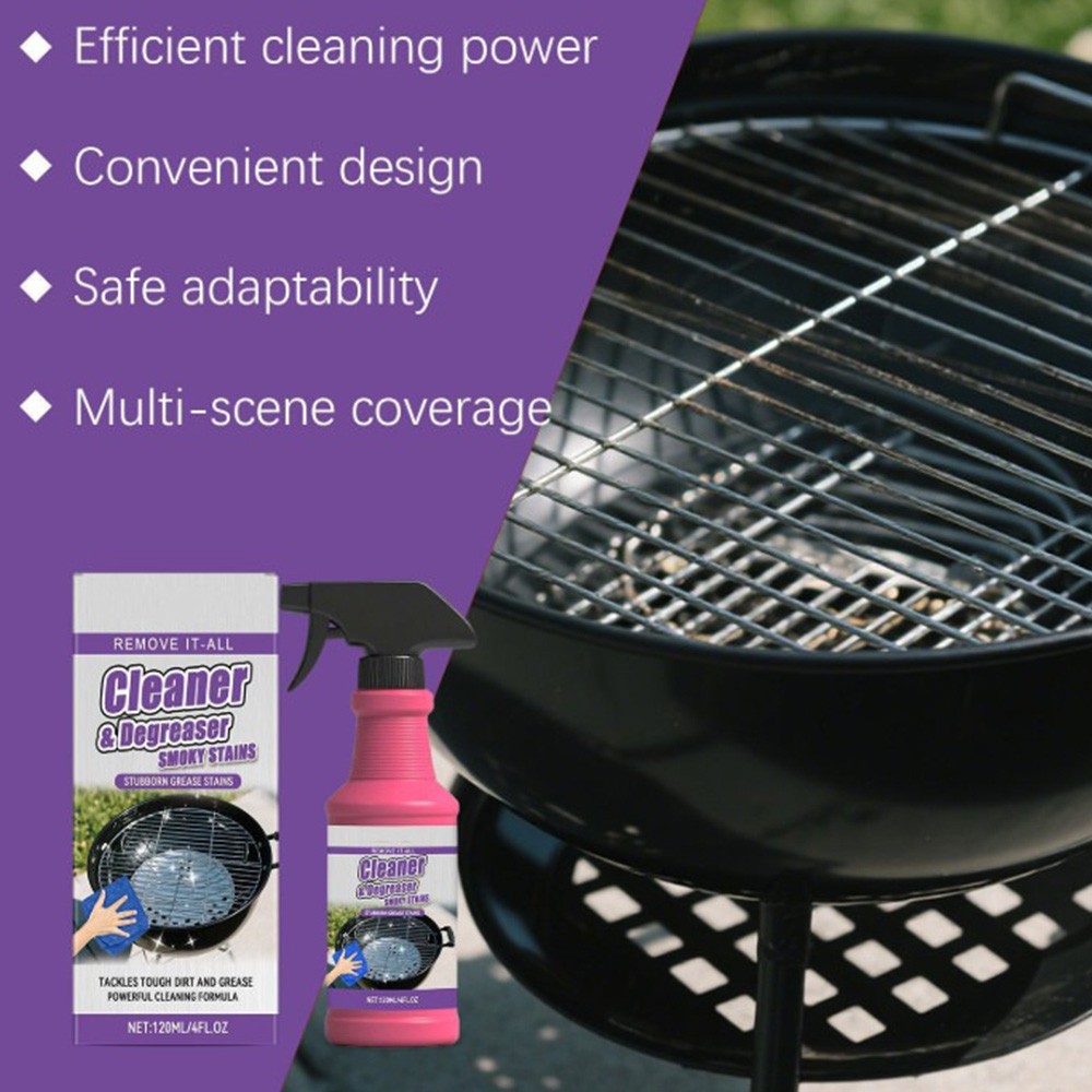 1-3PCS BBQ Grill Degreaser Cleaner,Fast-Acting Heavy-Duty Grill Degreaser Spray