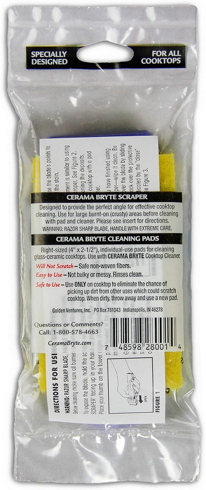 1 X Scraper & 1 X Pad Kit Cooktop and Stove Top Cleaner for Glass – Ceramic Surf
