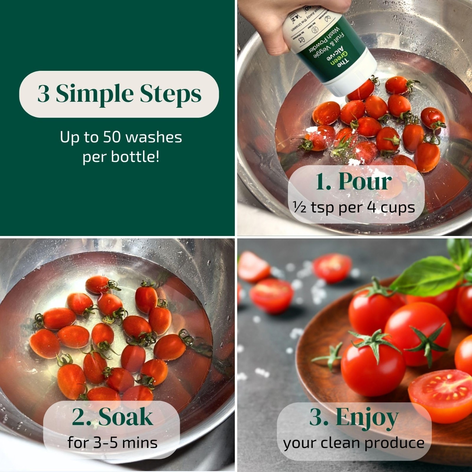 Fruit & Vegetable Wash Powder – Natural Produce Cleaner – Removes Dirt & Residue