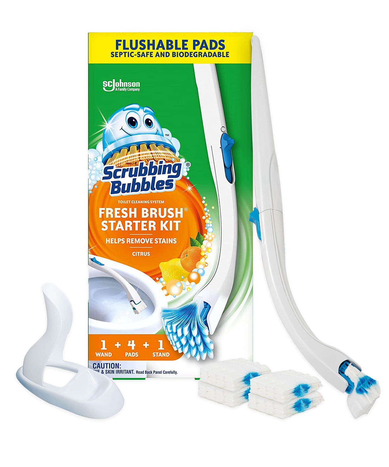 Scrubbing Bubbles Fresh Brush Toilet Cleaning System With Flushable Pads 1 Count