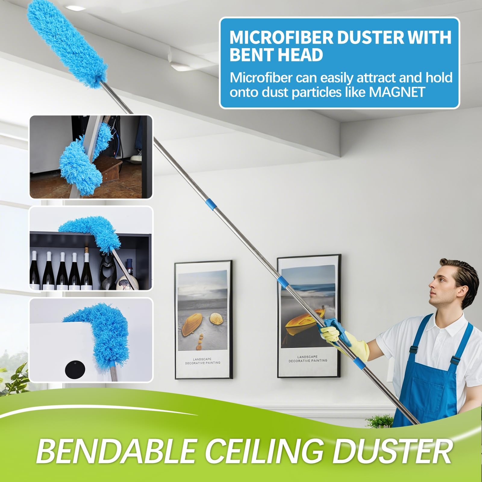 High Reach Duster Kit with14 ft Extension Pole High Ceiling Dusting and Windo…