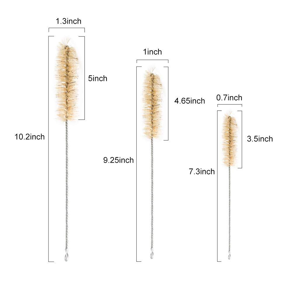 10 Pcs Tube Bottle Wash Cleaning Brush, Tan Bristles Radial Tip for Lab Set