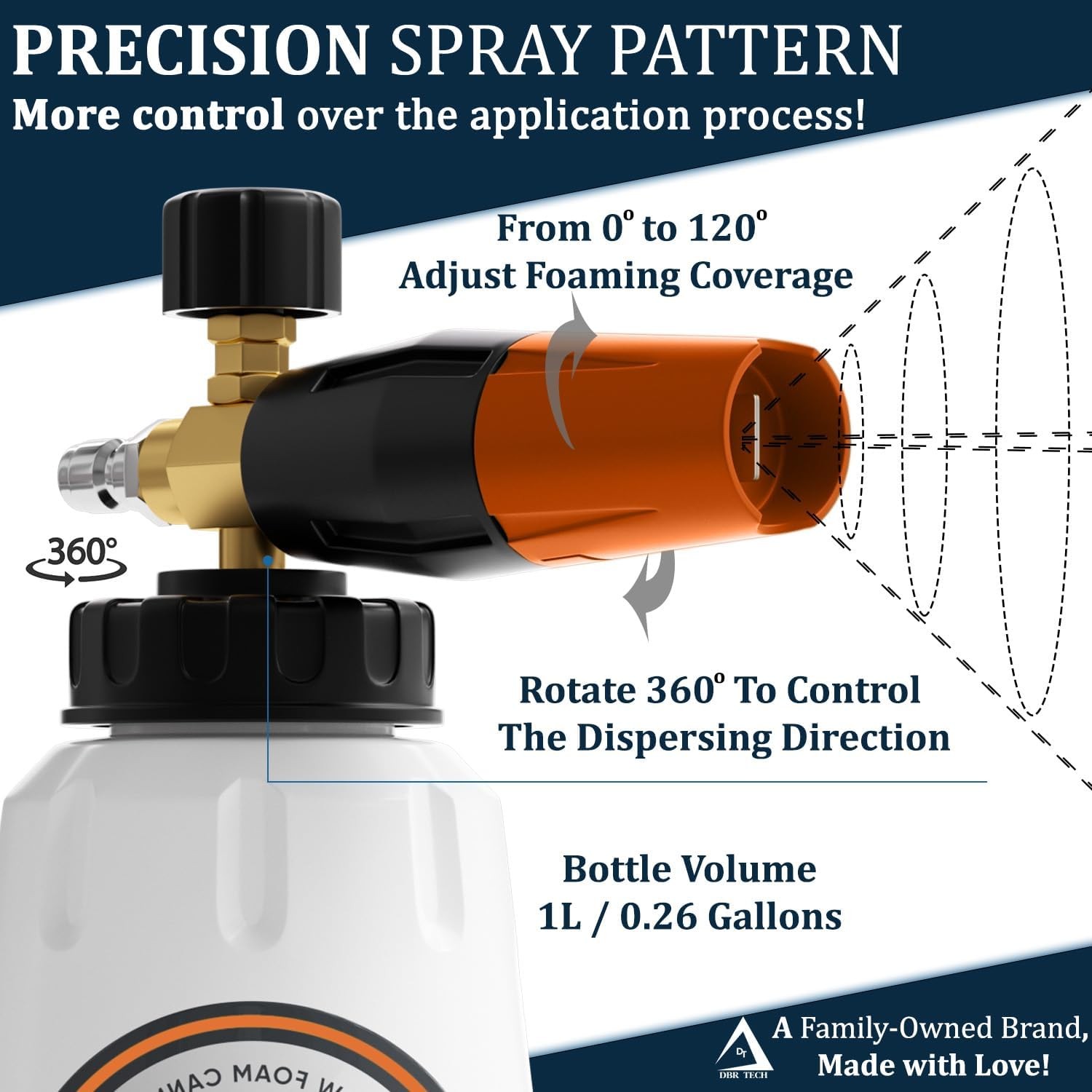 Foam Cannon for Pressure Washer, 1.1mm Orifice, 1000-4000 PSI, 1/4 Inch-Orange