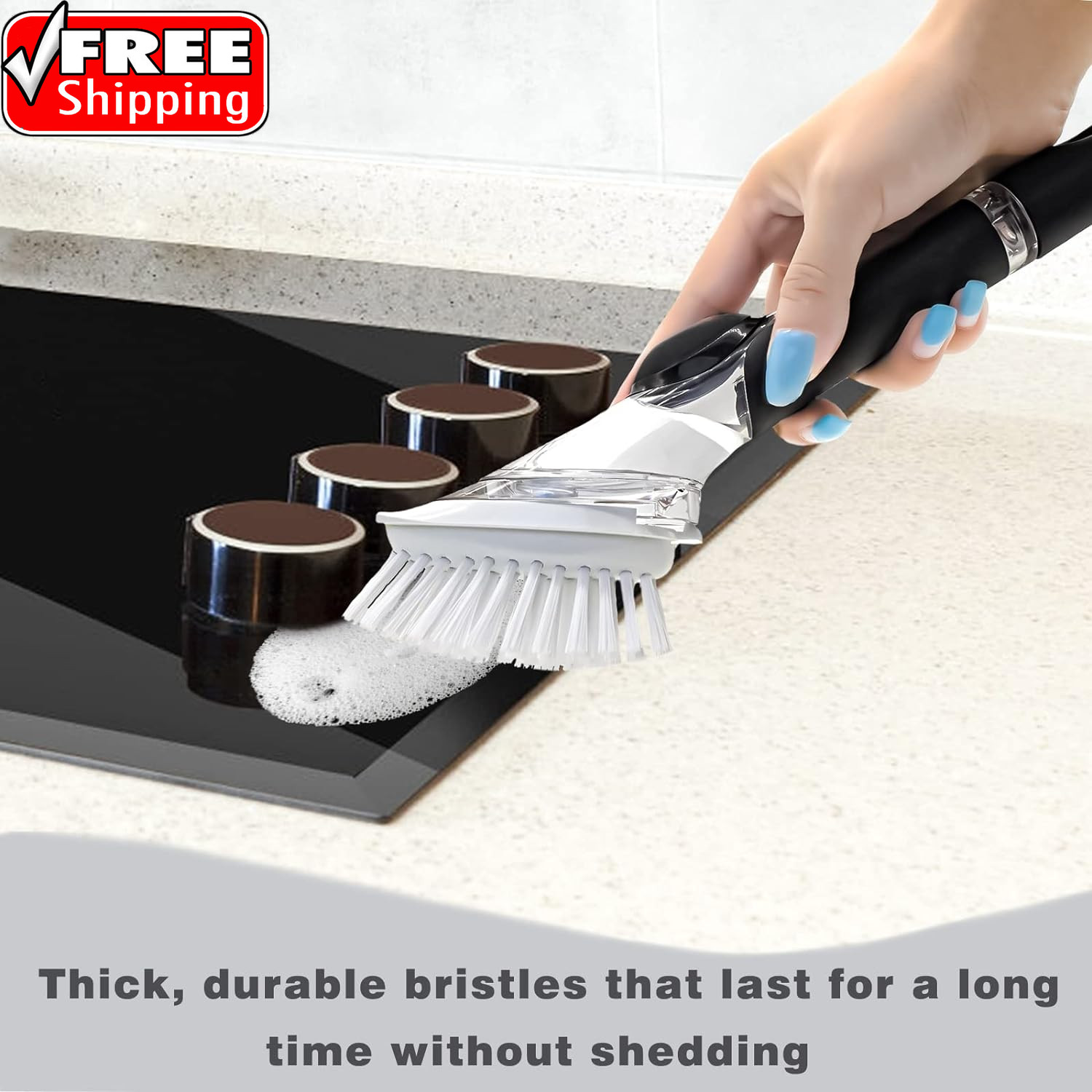 Brush Refills for OXO Dish Brush – 4 Pack Dish Brush Cleaning Soap Dispensing He
