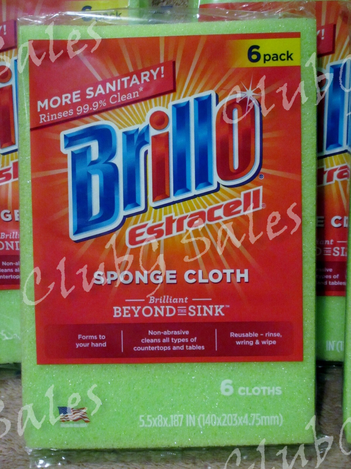 Lot of 5 Brillo Estracell Sponge Clean Cloth 6 Pack Reusable Non-Abrasive