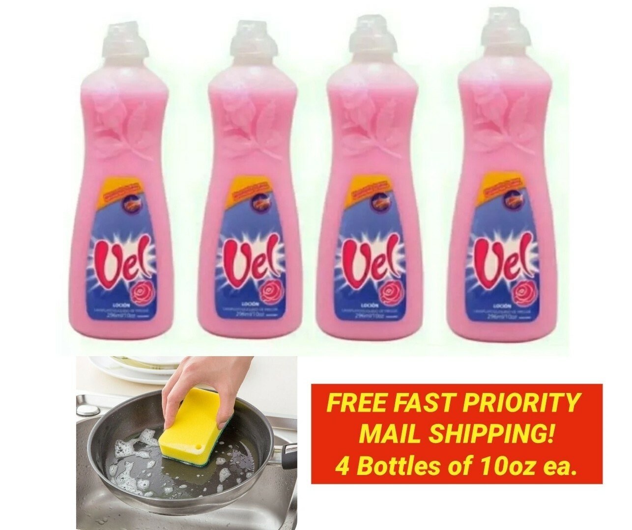 (4PK-10oz) Vel Rosita Ultra Concentrate Dish Grease Remover Soap