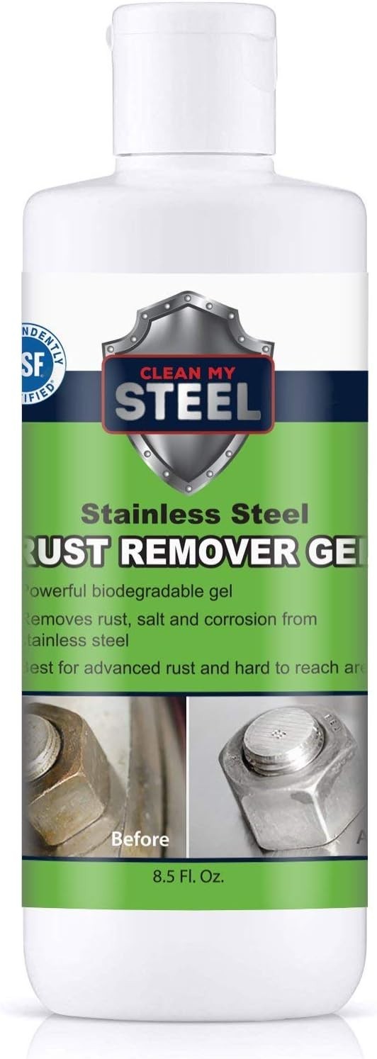 Heavy-Duty Rust Remover Gel for Stainless Steel – No Scrubbing Required, 8.5oz