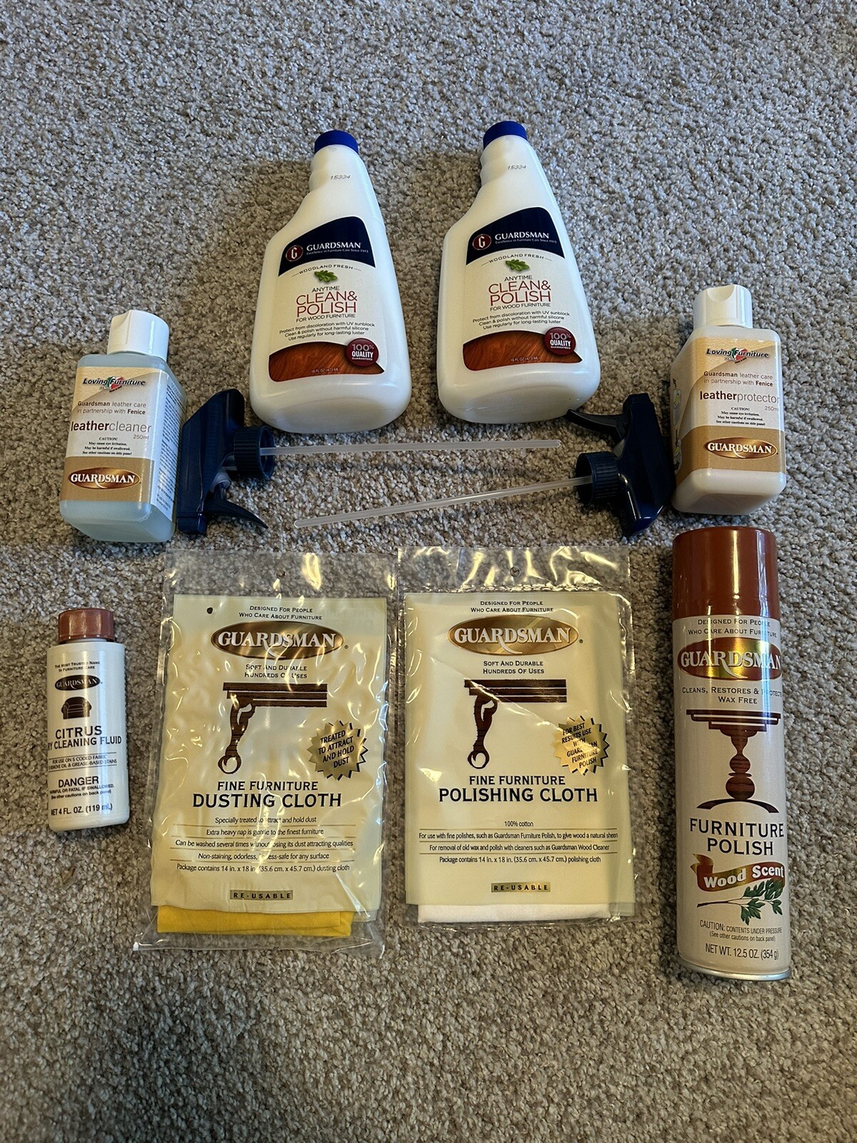 Guardsman Furniture Care Kit. Leather Cleaner, Hardwood, Dusted. Brand New