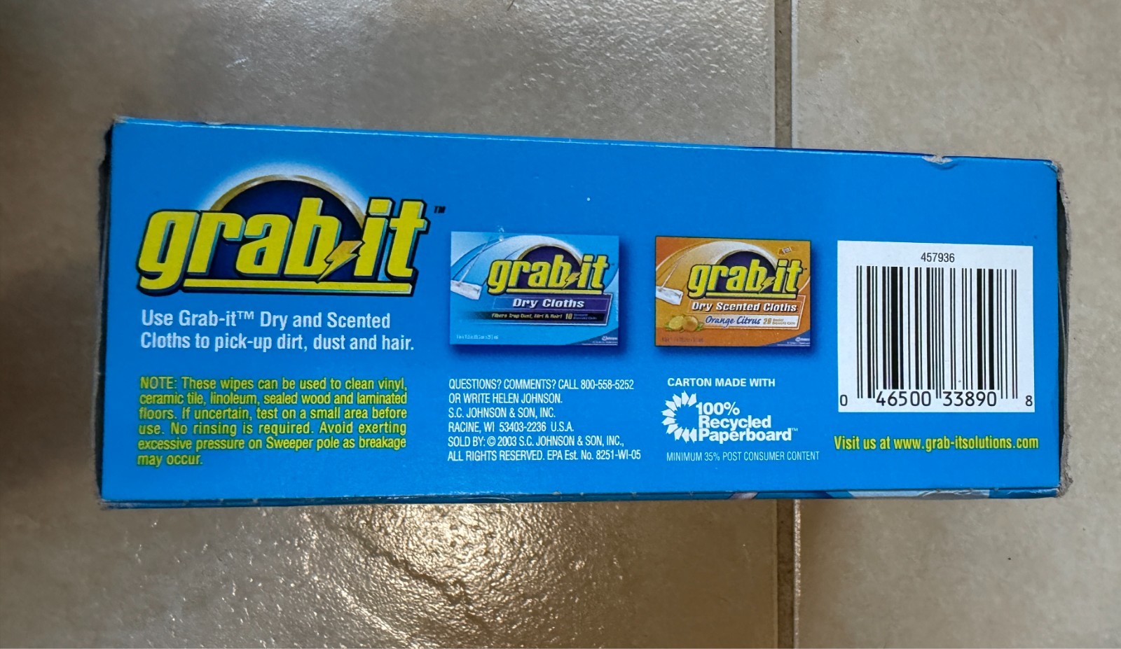 Pledge Grab It Vinegar Wet Floor Wipes Box of 12 Discontinued Natural Care Wood