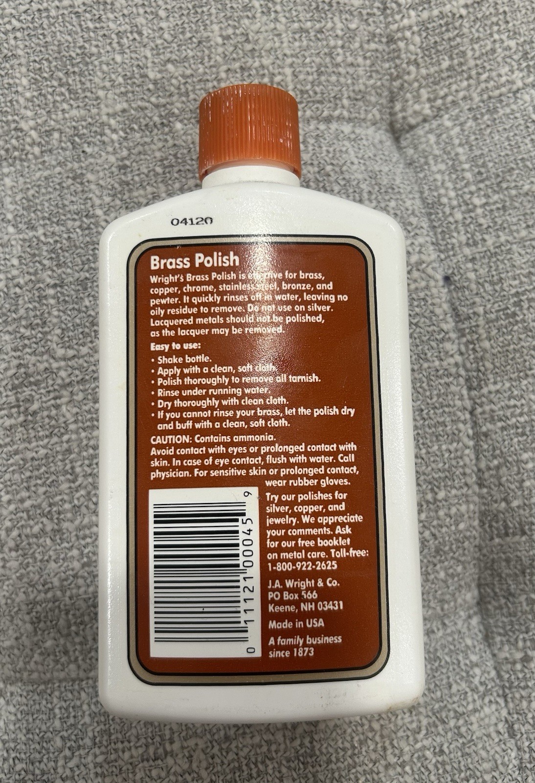 Wright’s All Purpose Brass Polish 8 fl oz Used 50% Full