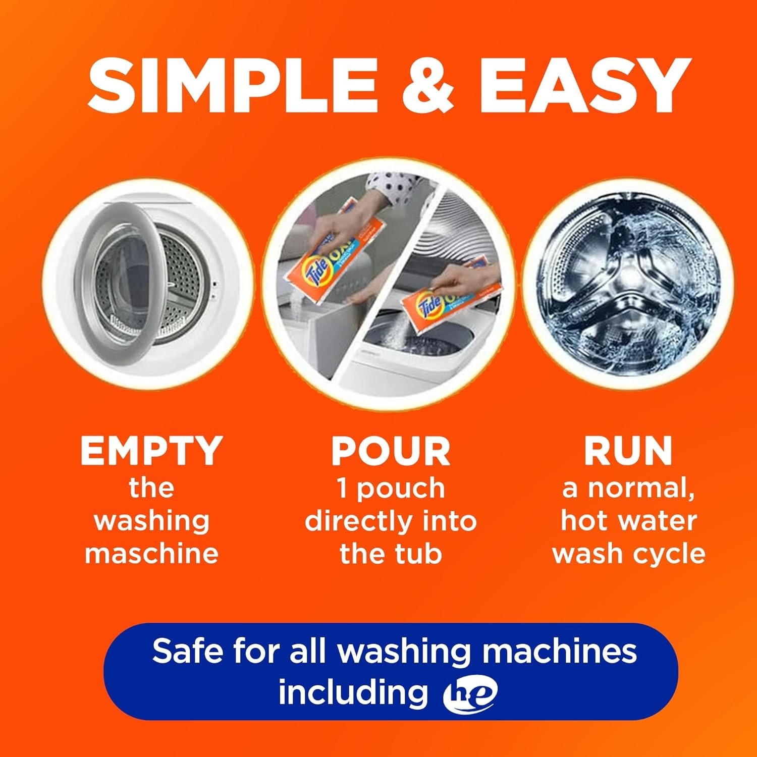 Tide Washing Machine Cleaner 52 Week Supply with Oxi for Front and Top Loader