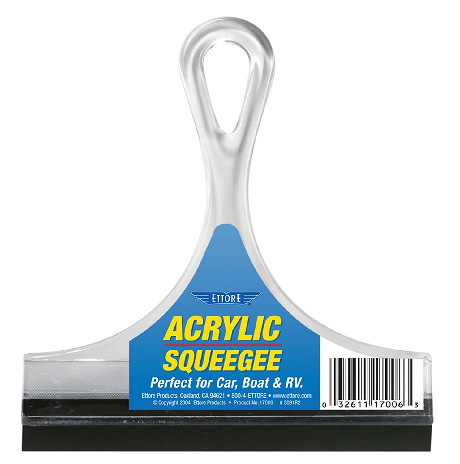 Ettore 17006 6 Inch Acrylic Squeegee with Rubber Blade for Streak Free Cleaning