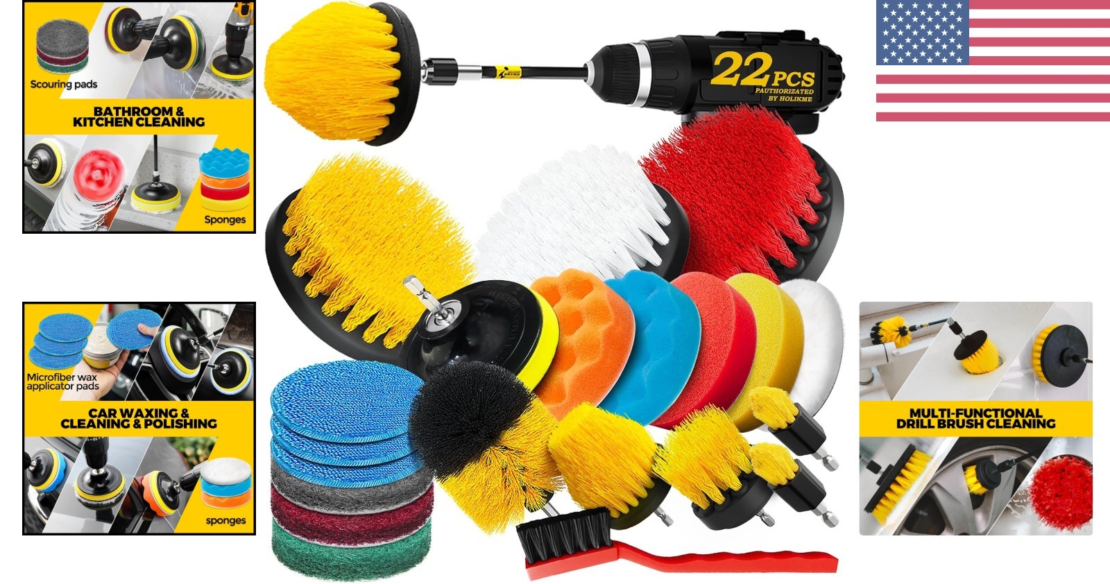Versatile 22-Piece Drill Cleaning and Polishing Set for Home & Automotive Use