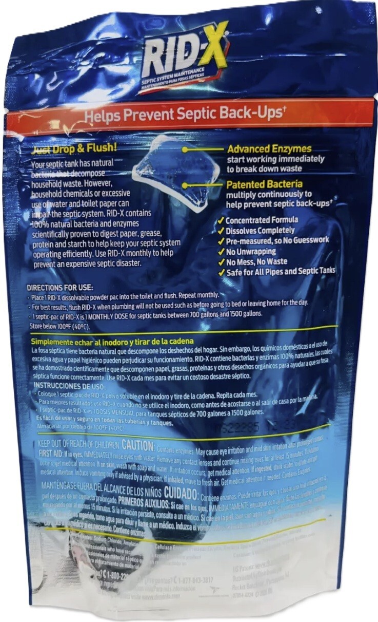 Rid-X 3 Pack Septic Tank System Treatment Maintenance 3.2oz , 3 Monthly Doses