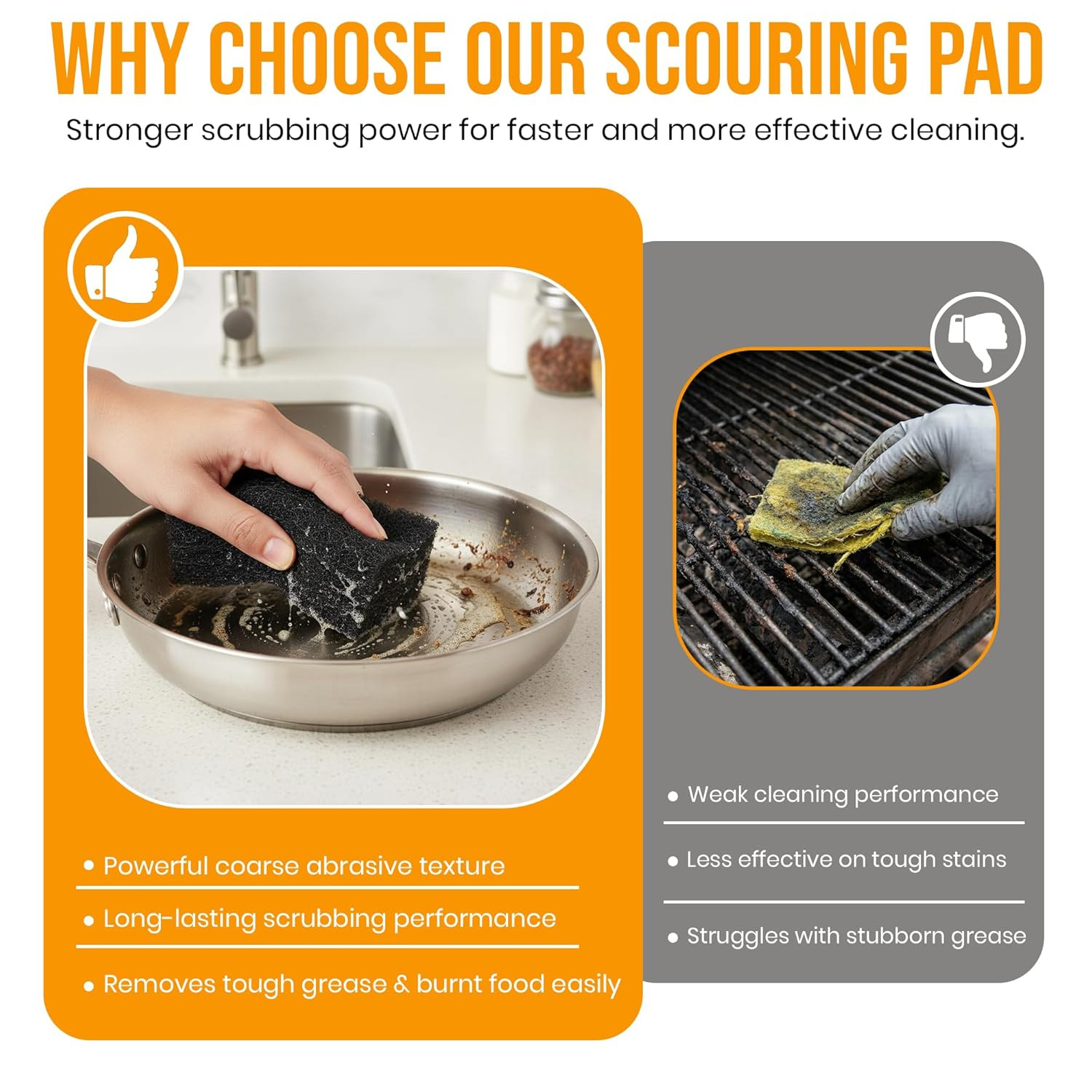 6 Pack Heavy Duty Scouring Pads 6×4 Inch Reusable Cleaning Scrub Pads Black