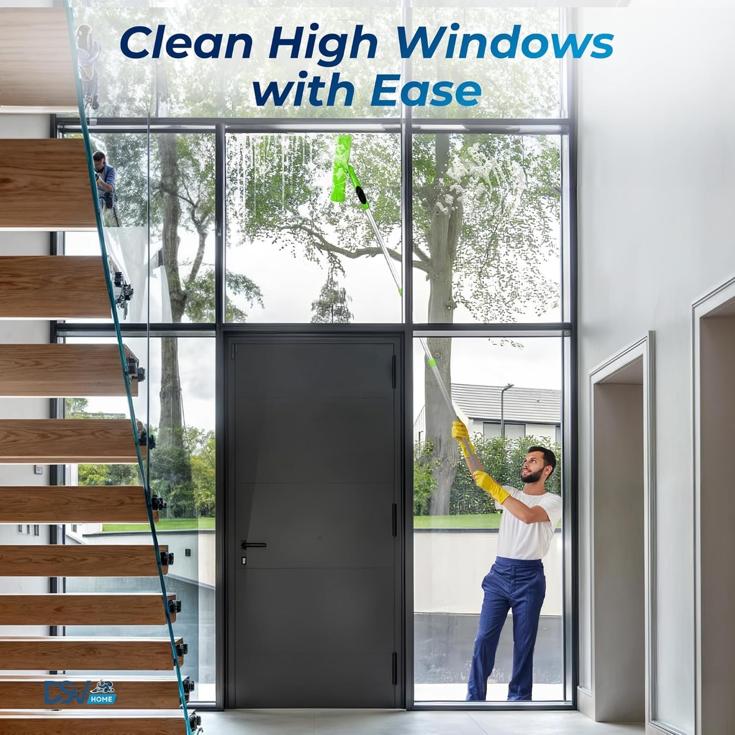 2-in-1 Window Squeegee & Microfiber Scrubber for Solar Panels & RVs