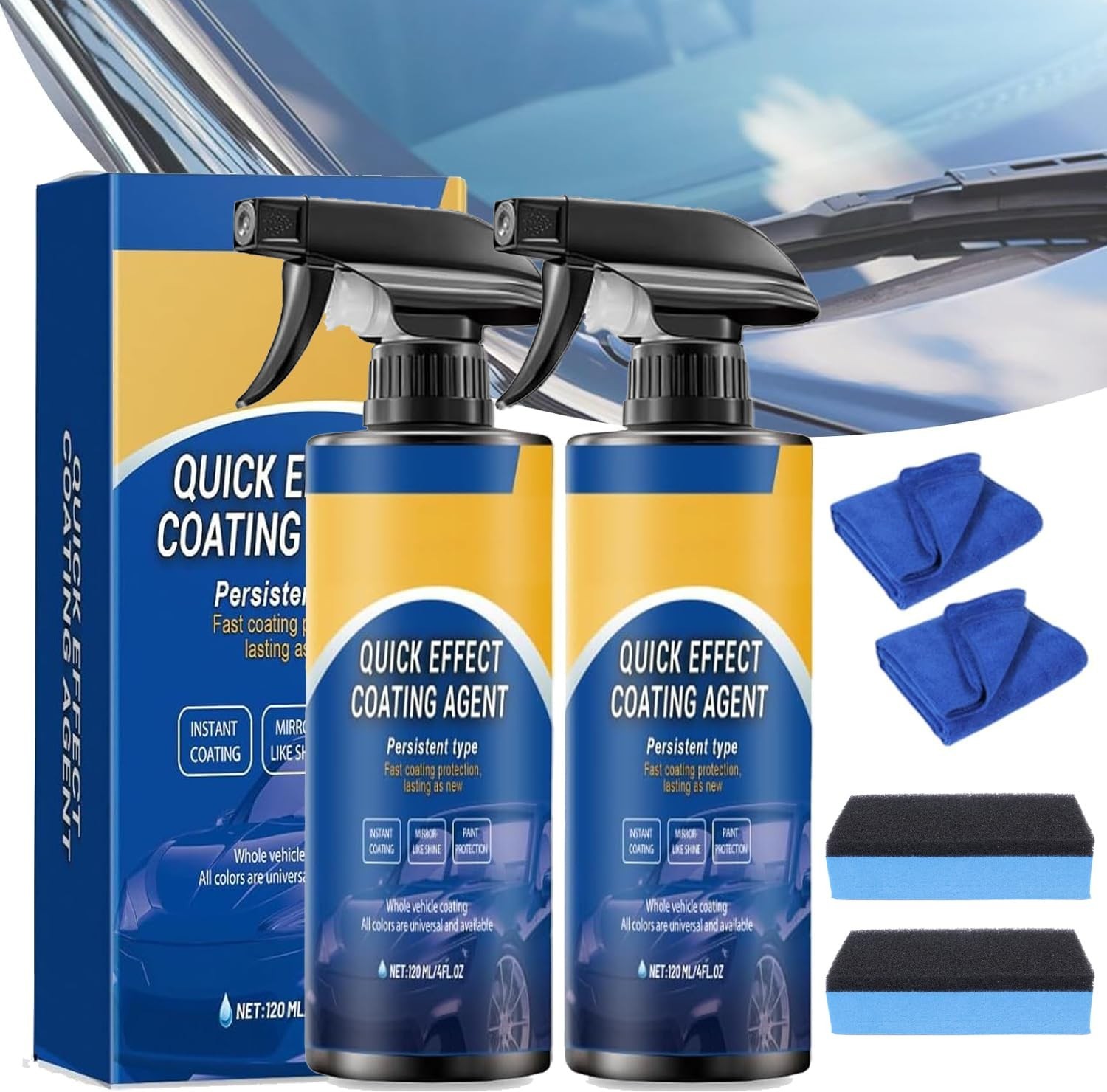 Car Coating Spray Waterless Wash Polish Protective Glass Cleaner 2 Pack