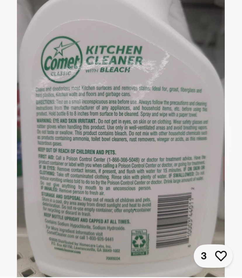 Pack Of 2 Comet Classic Kitchen Cleaner With Bleach 24 oz Each