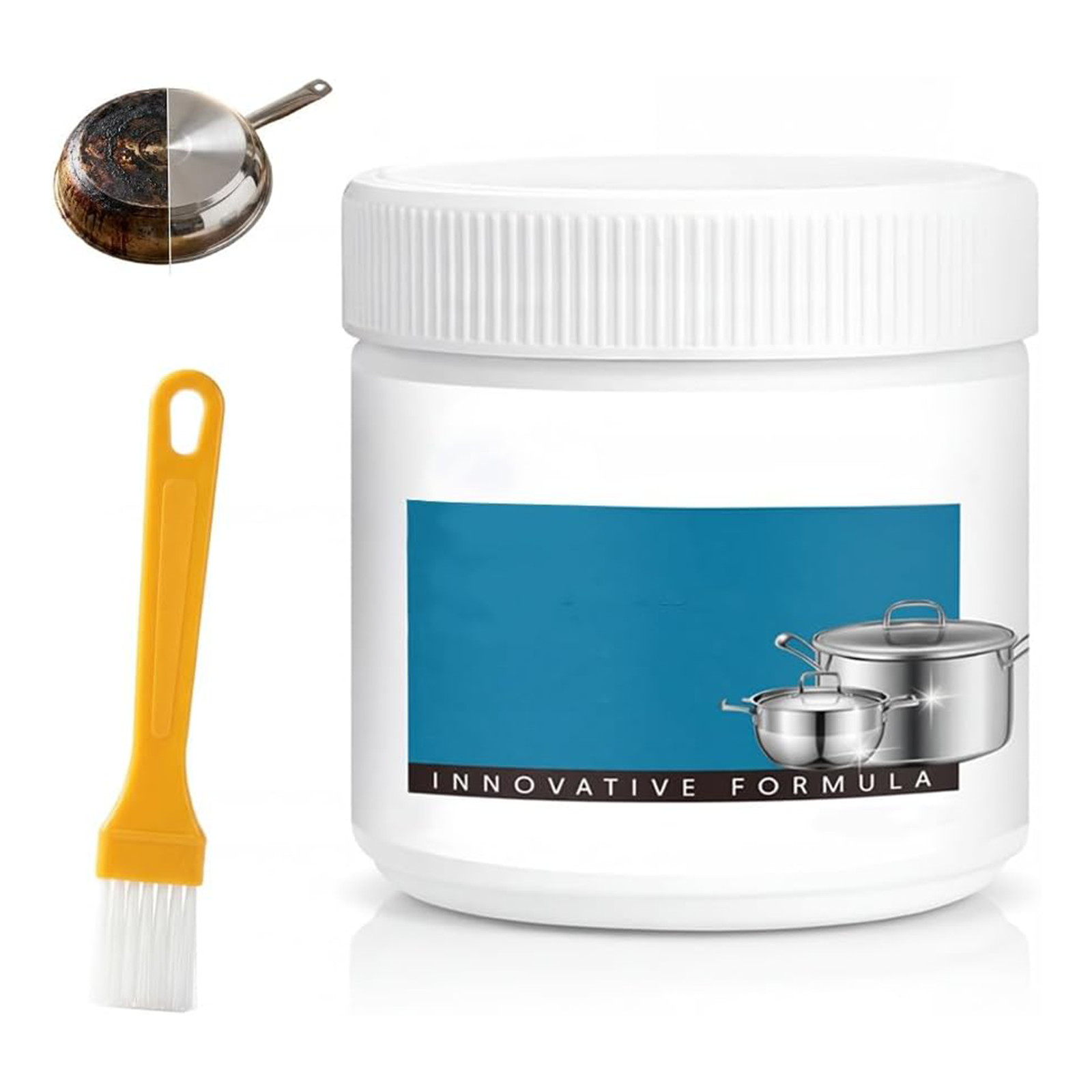 260g Heavy Duty Pan Bottom Cleaner Paste,Multipurpose Cookware Stain Oil Remover