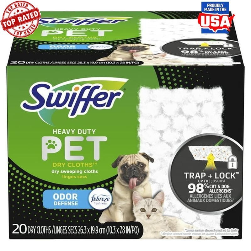 Heavy Duty Pet Dry Refills Febreze Odor Defense 20 Ct Pads Deep Cleaning New